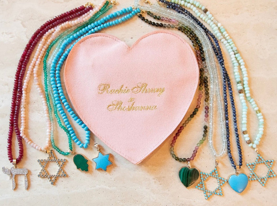 The Full Moon Turquoise Charm on Gold Chain