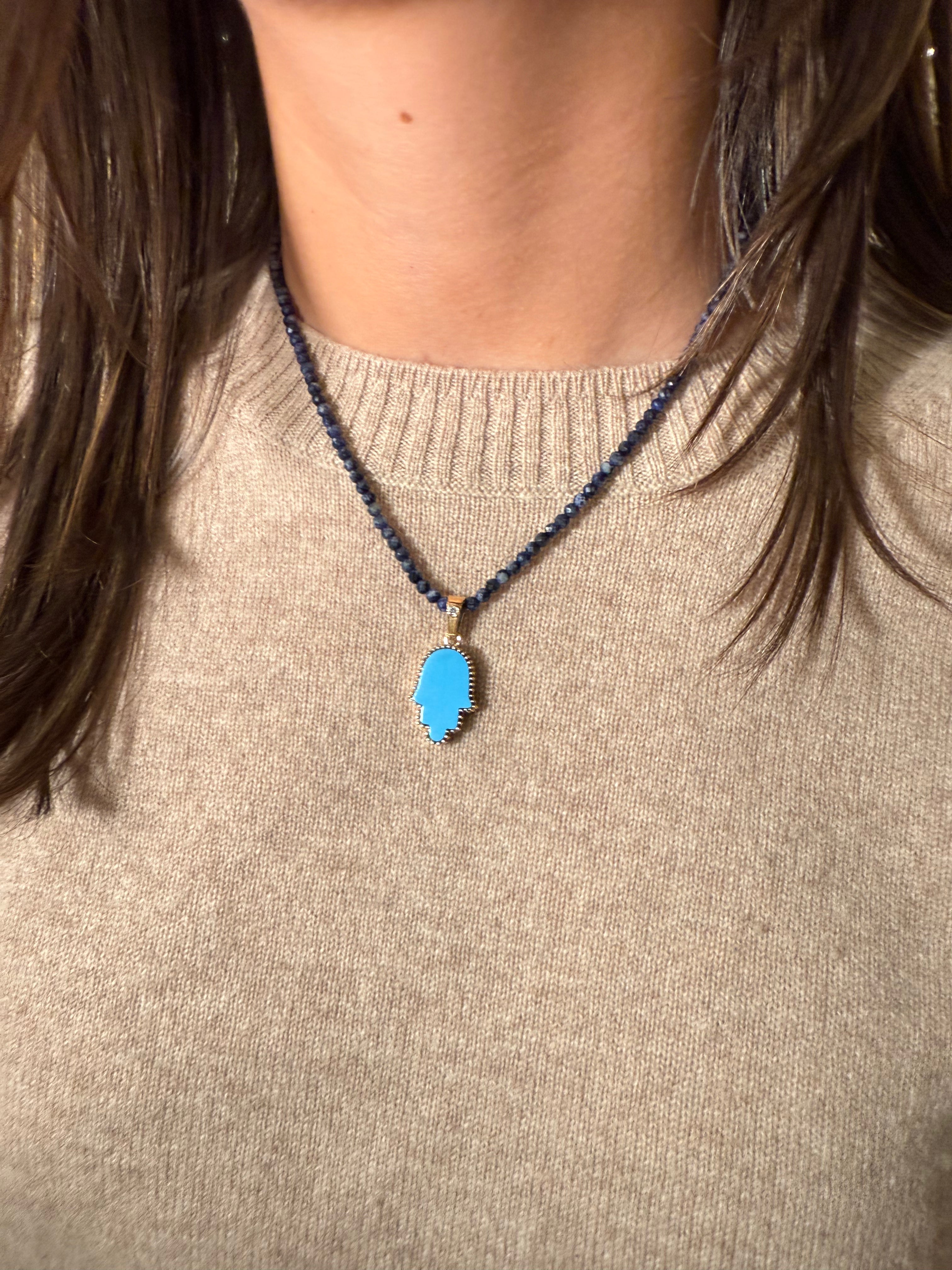 The Full Moon Turquoise Charm on Colorful Gemstone Chain (Mix & Match Options)