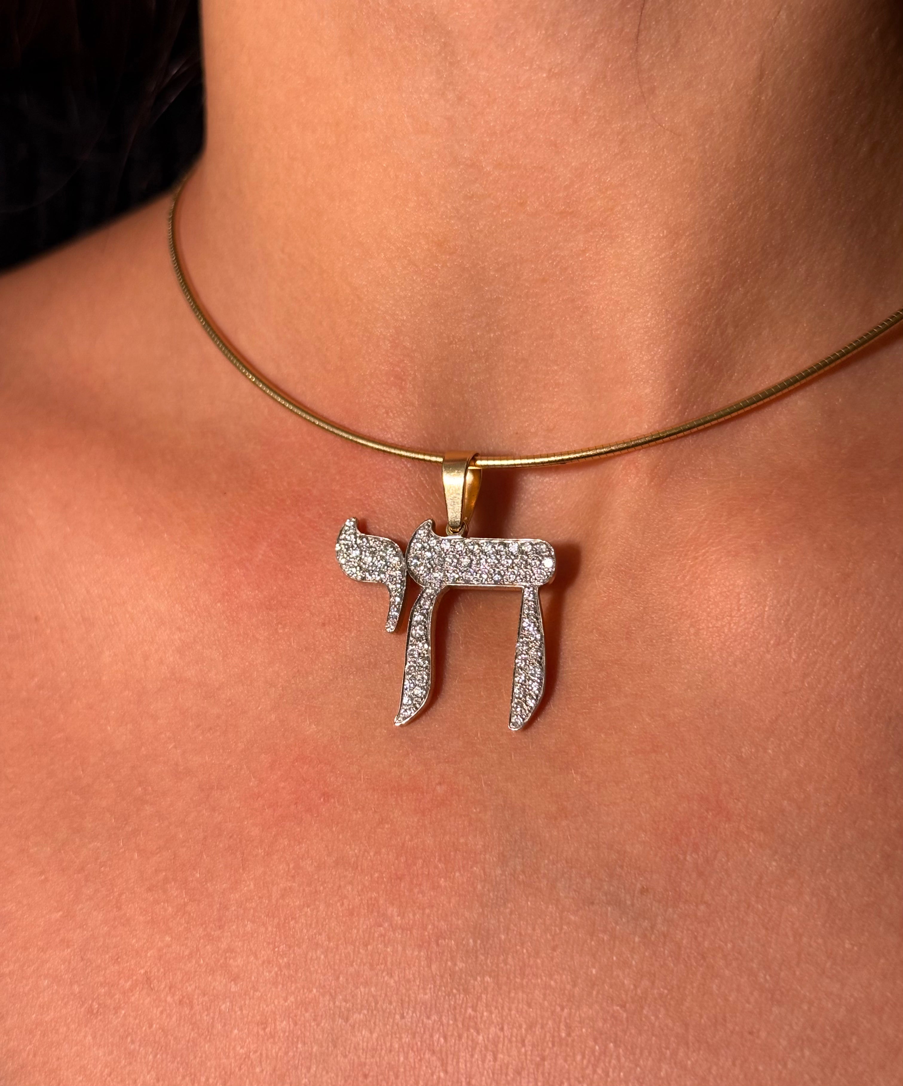 The Big Mamaleh L'Chaim Necklace on Gold Chain Options