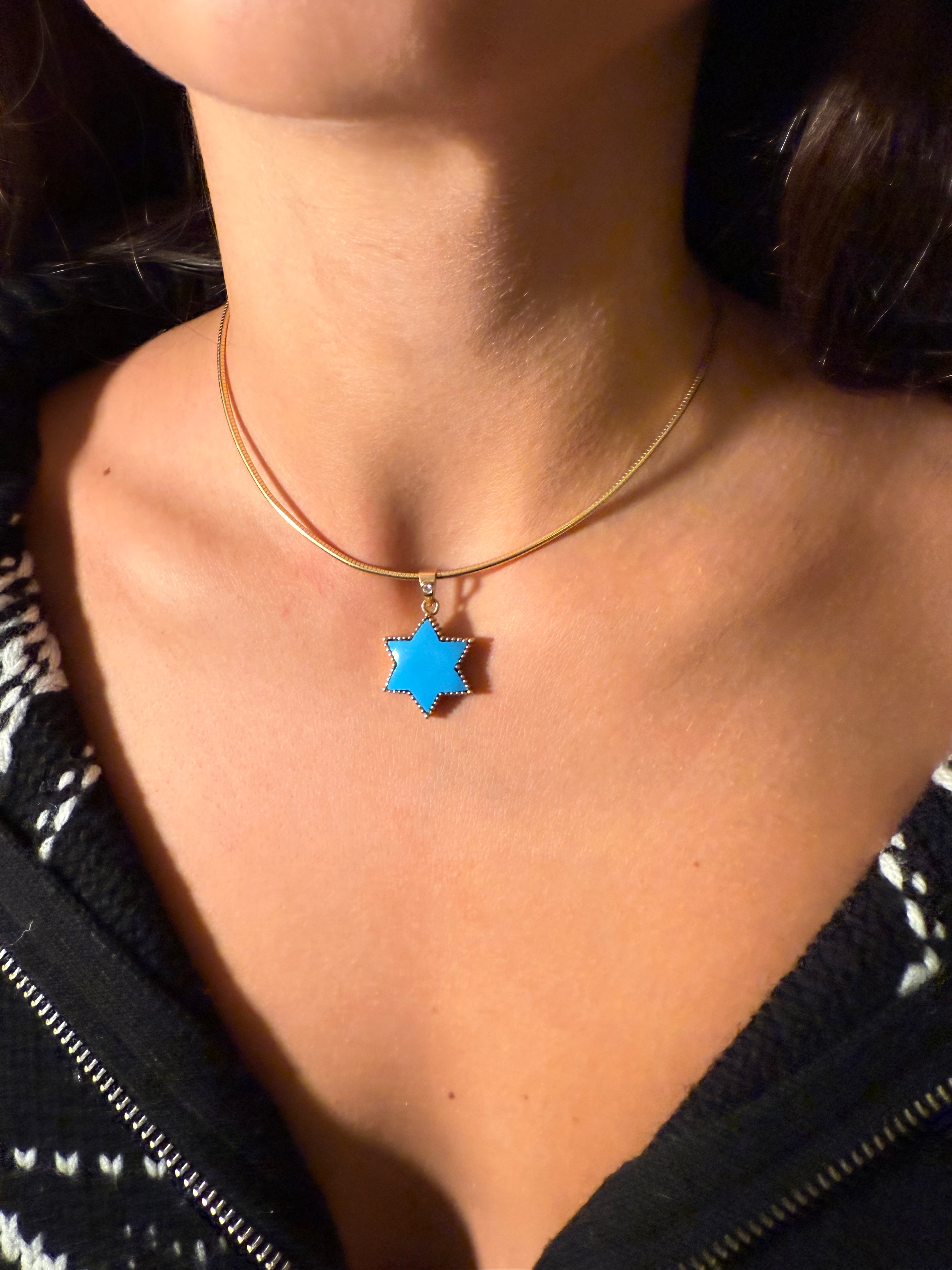 The Full Moon Turquoise Charm on Gold Chain