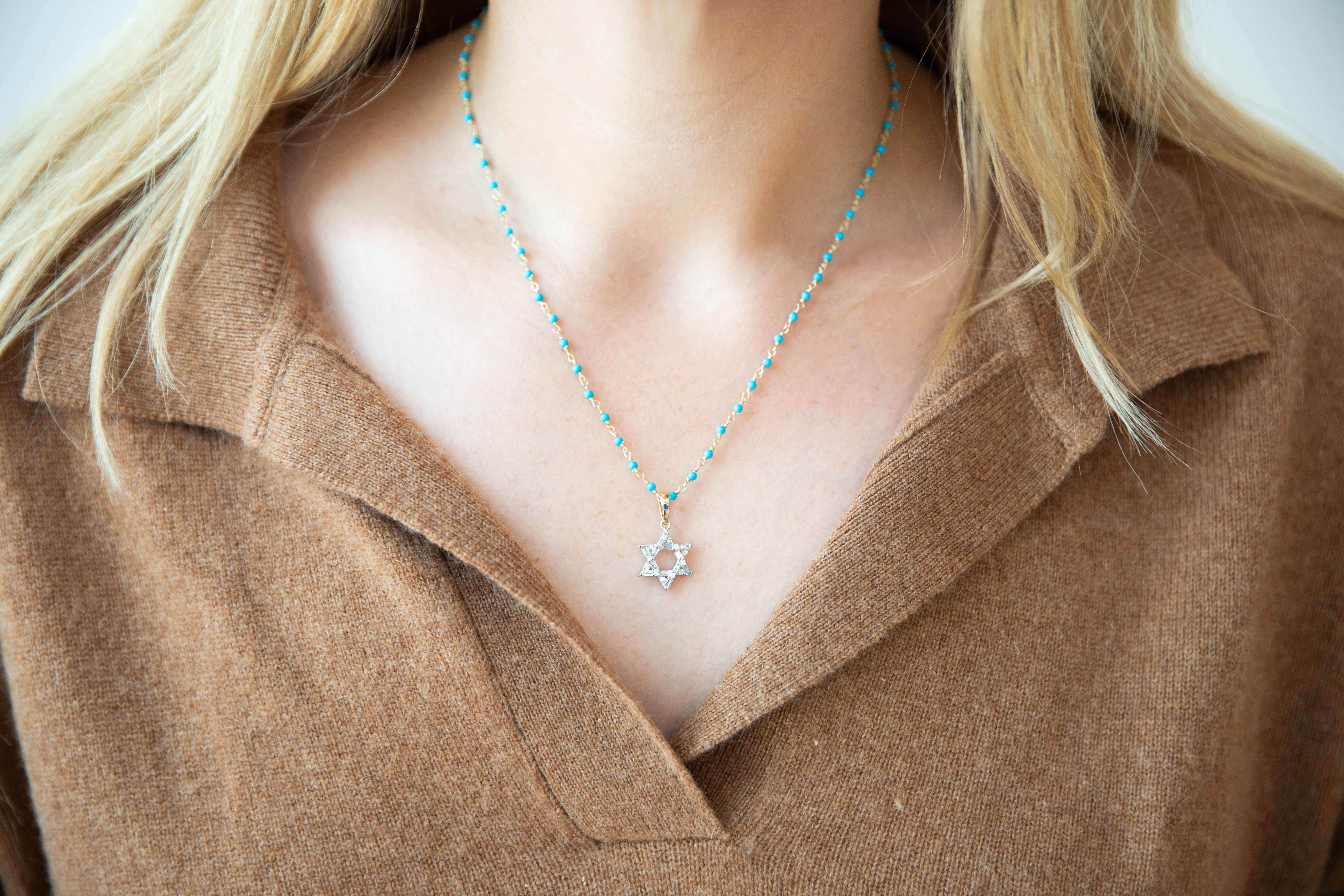 The Mazel Charm on Italian Turquoise Chain