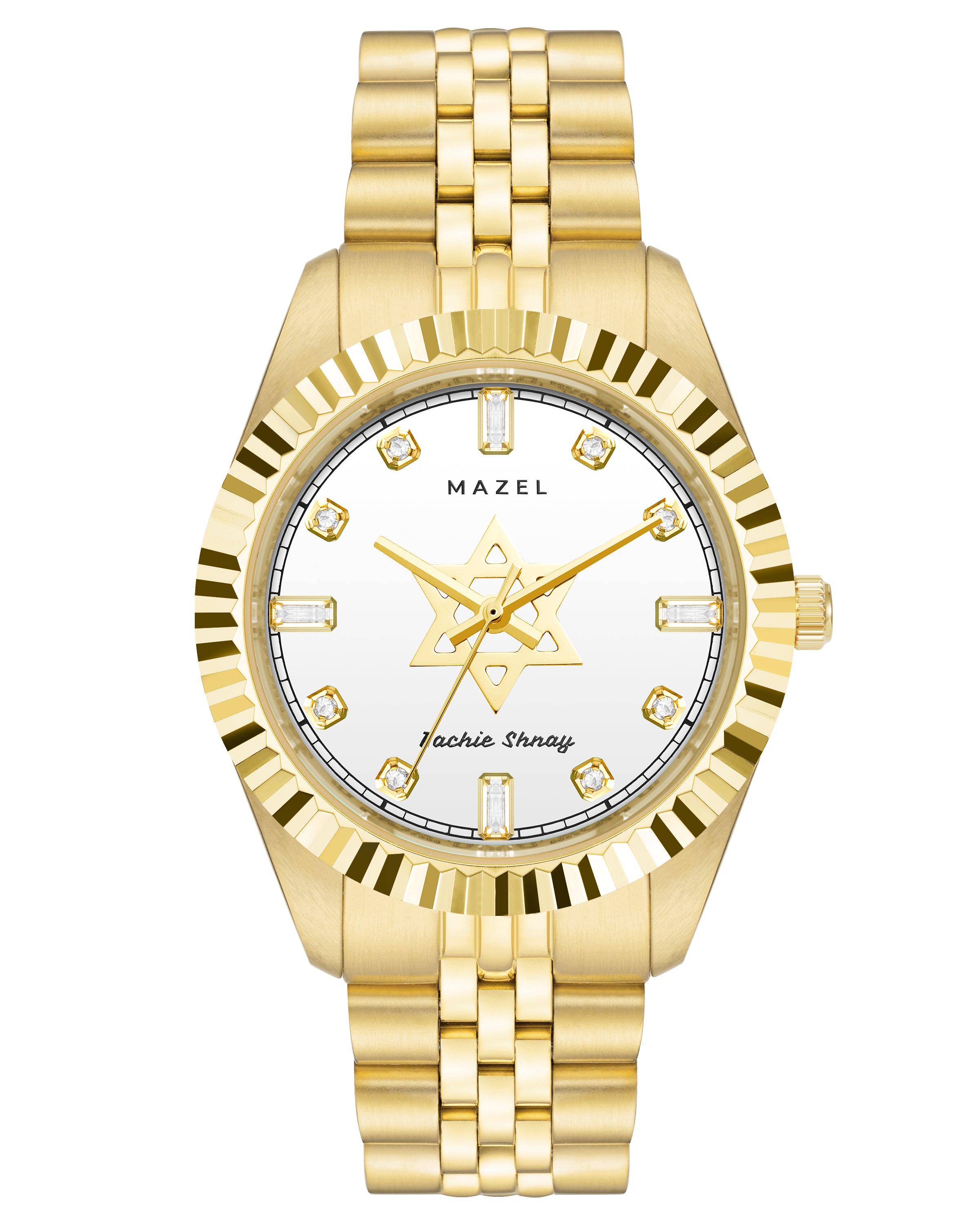 The Diamond Mazel Watch - Yellow Gold, White Dial