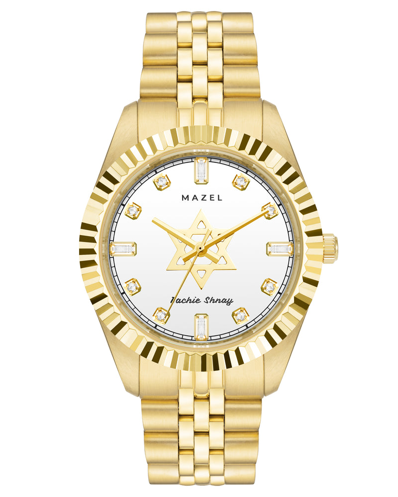 The Diamond Mazel Watch - Yellow Gold, White Dial