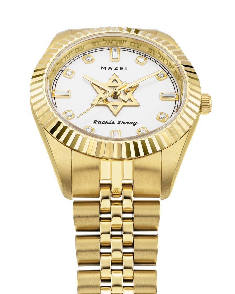 The Diamond Mazel Watch - Yellow Gold, White Dial