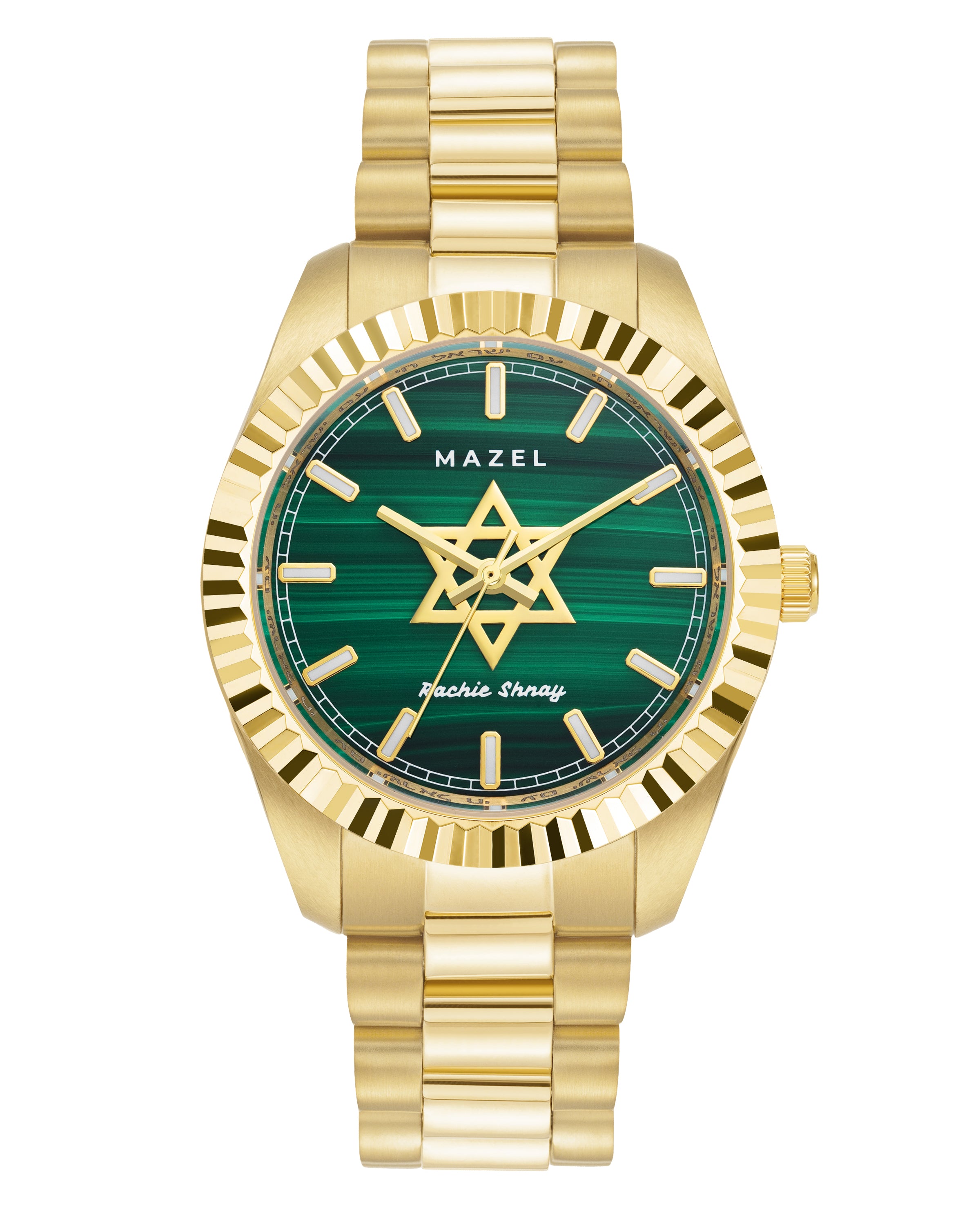 The Mazel Watch - Yellow Gold, Malachite Dial