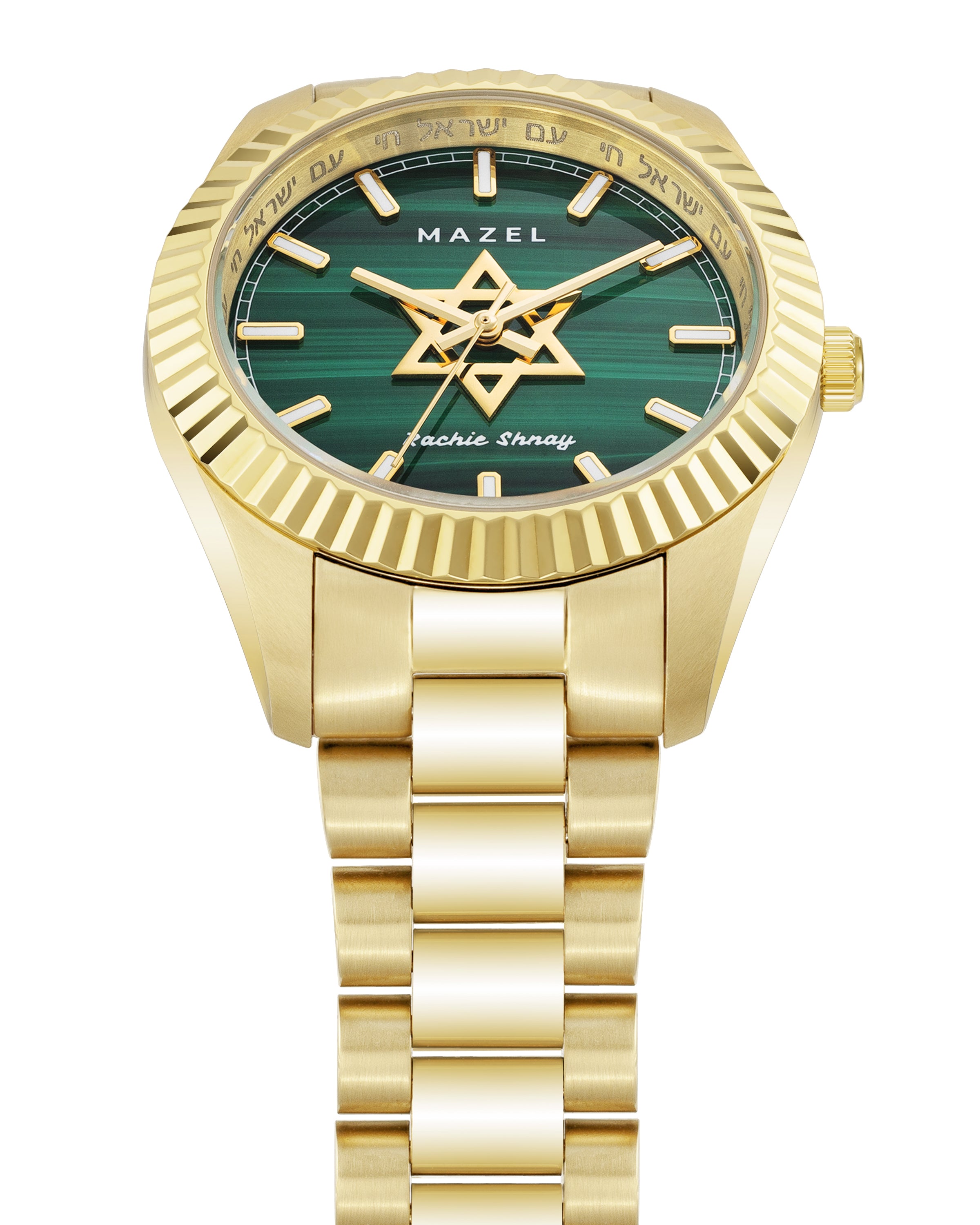 The Mazel Watch - Yellow Gold, Malachite Dial