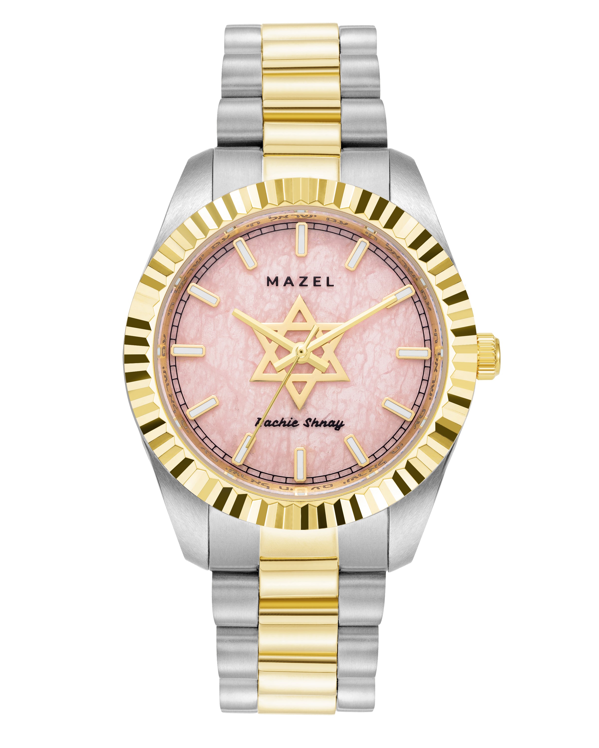 The Mazel Watch - Two-Tone, Rose Quartz