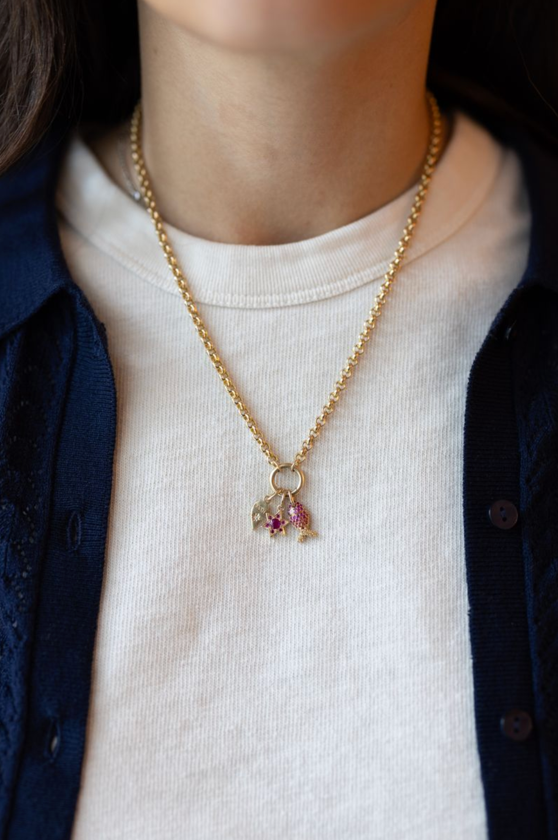 Build Your Own Mini Charm Necklace Chunky Gold Chain