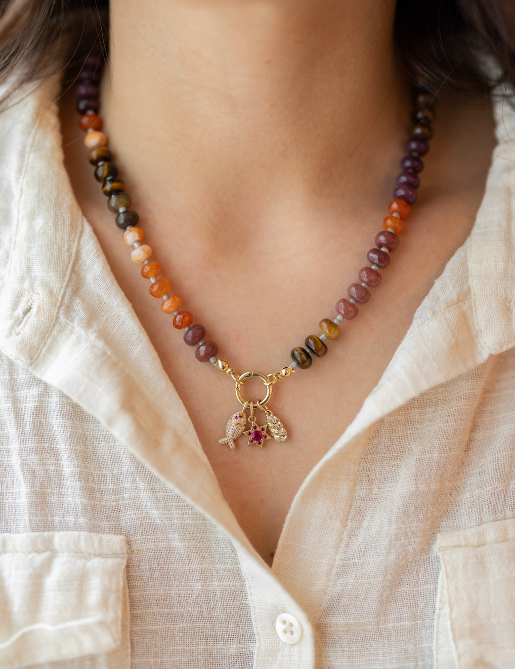 Build Your Own Mini Charm Necklace Chunky Gemstone Chain