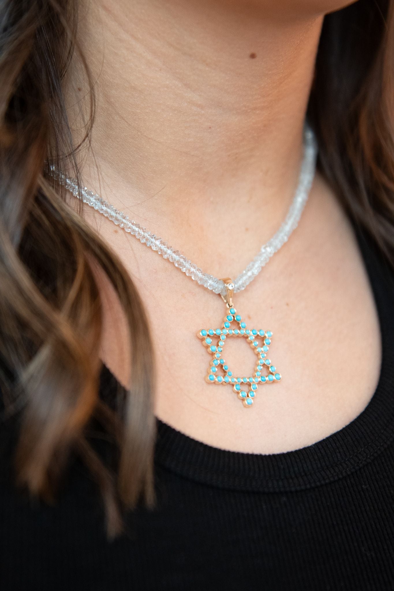 The Shoshanna Mazel Necklace on Colorful Gemstone Chain (Mix & Match Options)