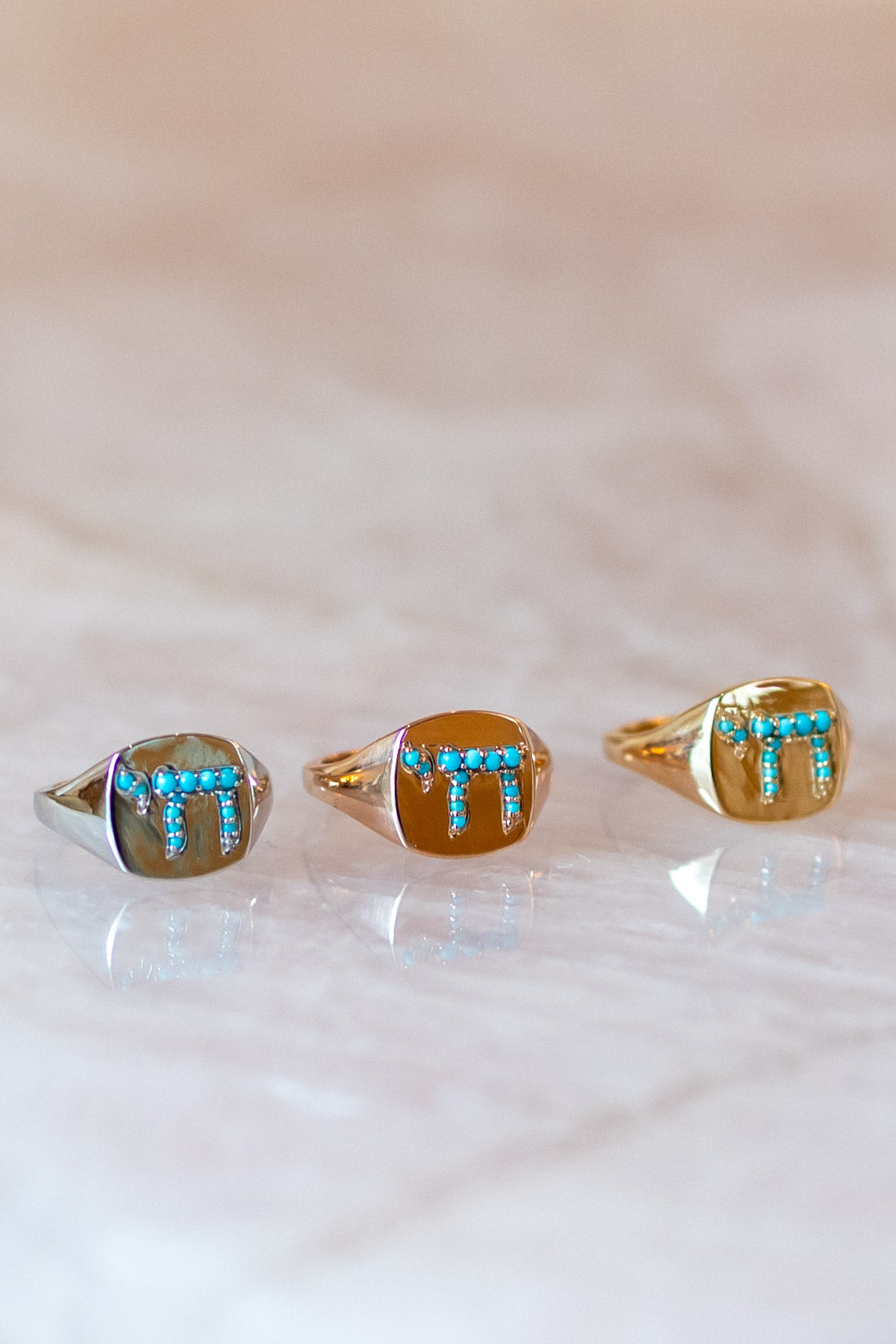 The L'Chaim Turquiose Signet Pinky Ring