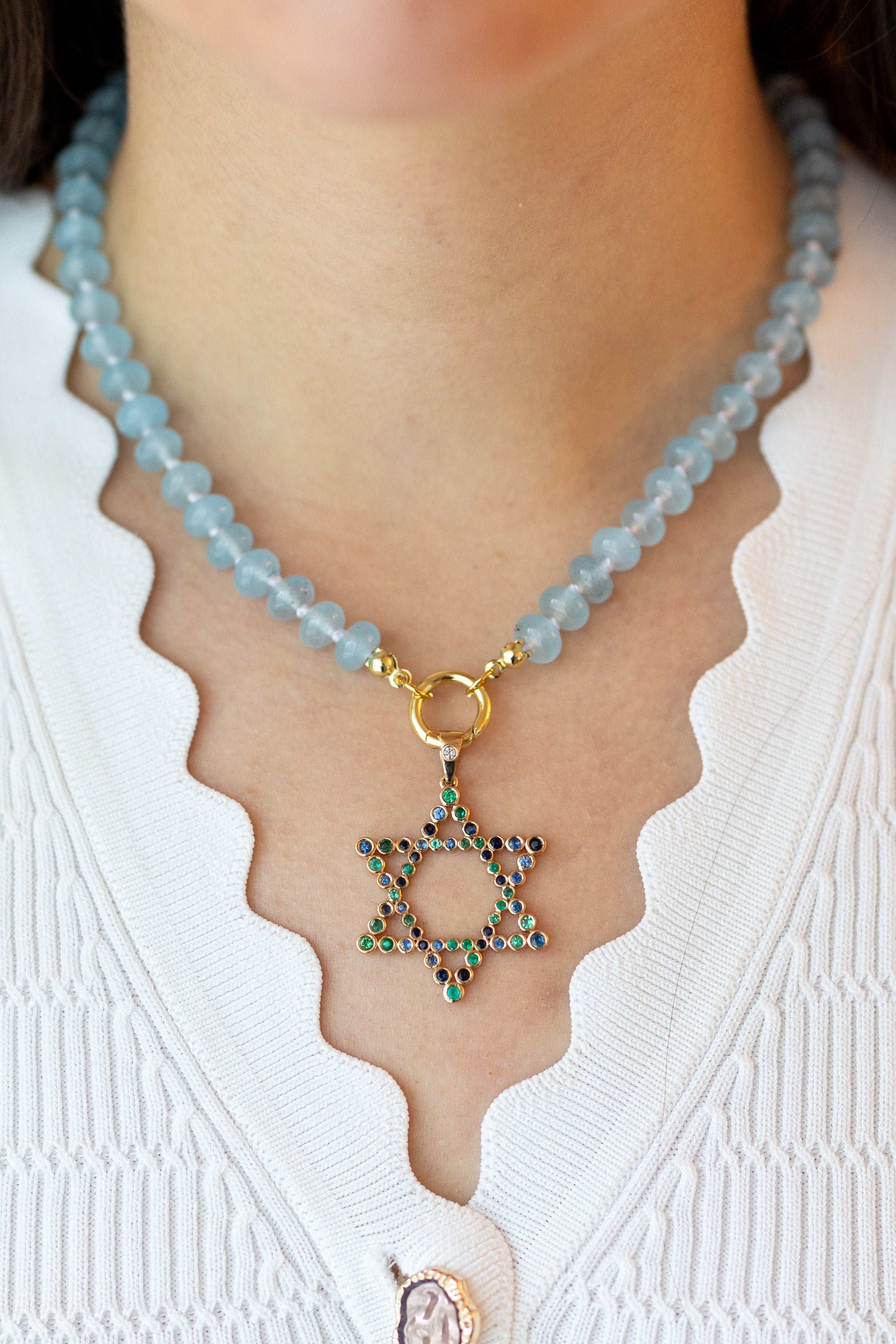 The Shoshanna Mazel Necklace on Chunky Gemstone Chain (Mix & Match Options)