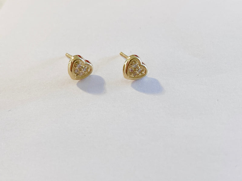 Baby Diamond Heart Bezel Screw Back