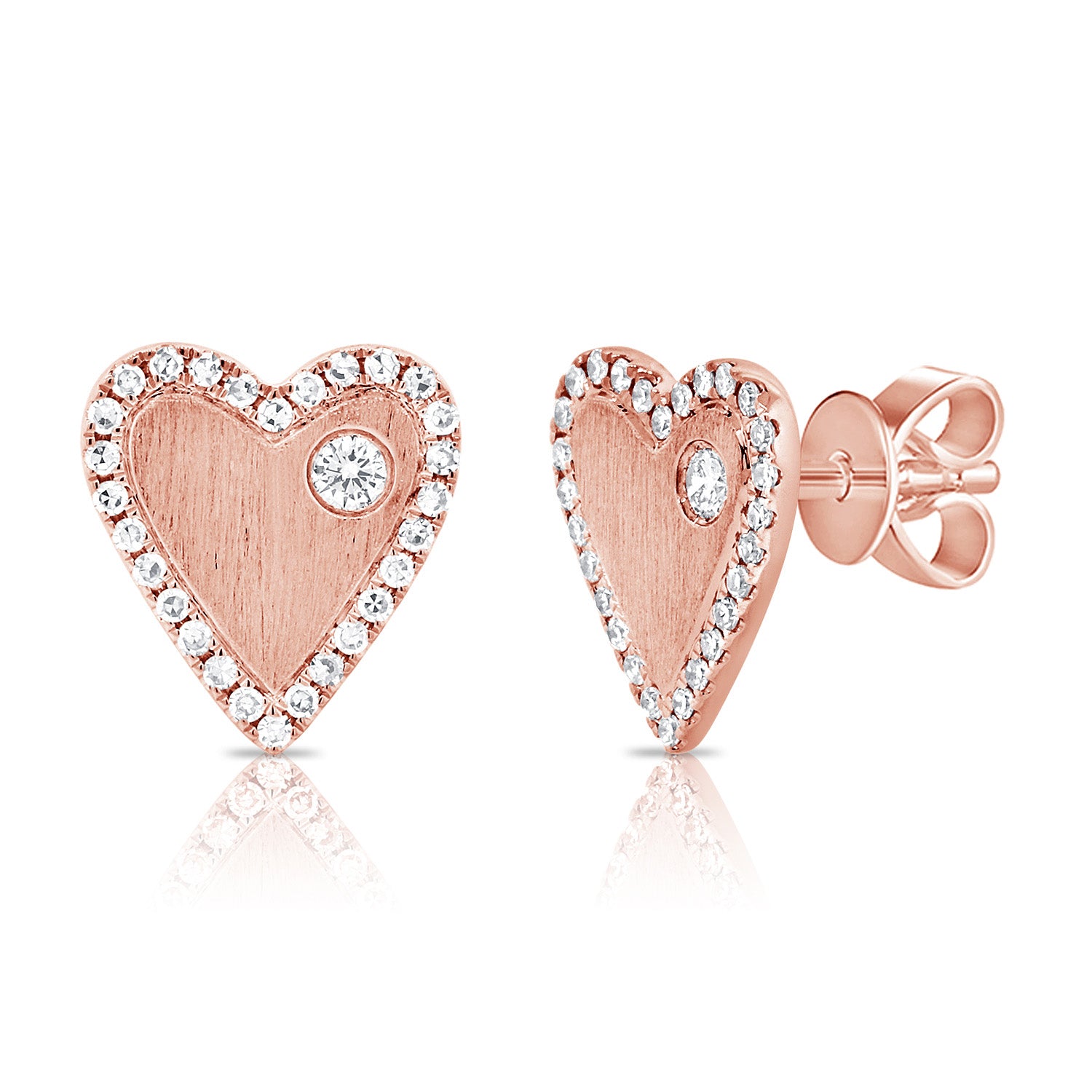 Gold & Diamond Heart Earrings