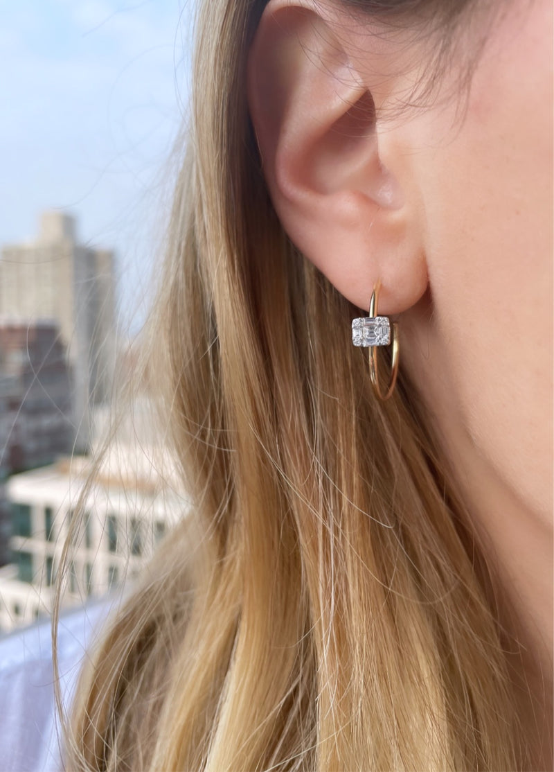 Diamond Baguette Whisper Hoops