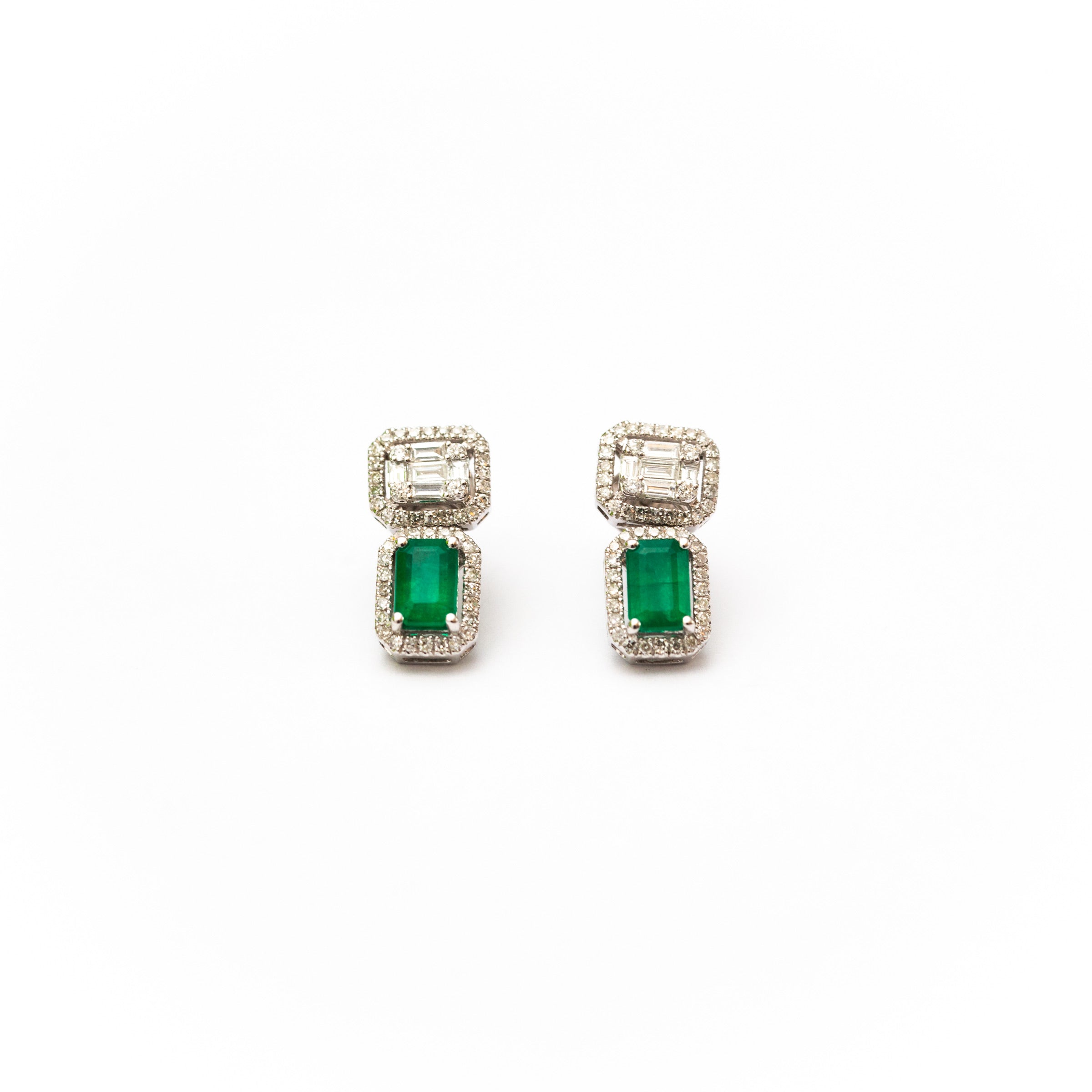 Emerald & Diamond Twin Drop
