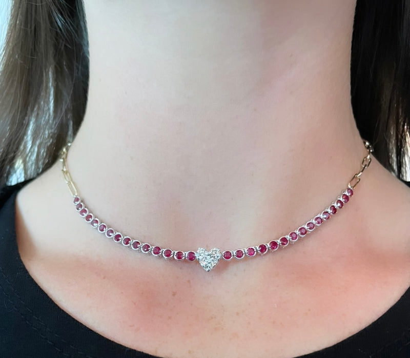 Ruby Love Heart Necklace