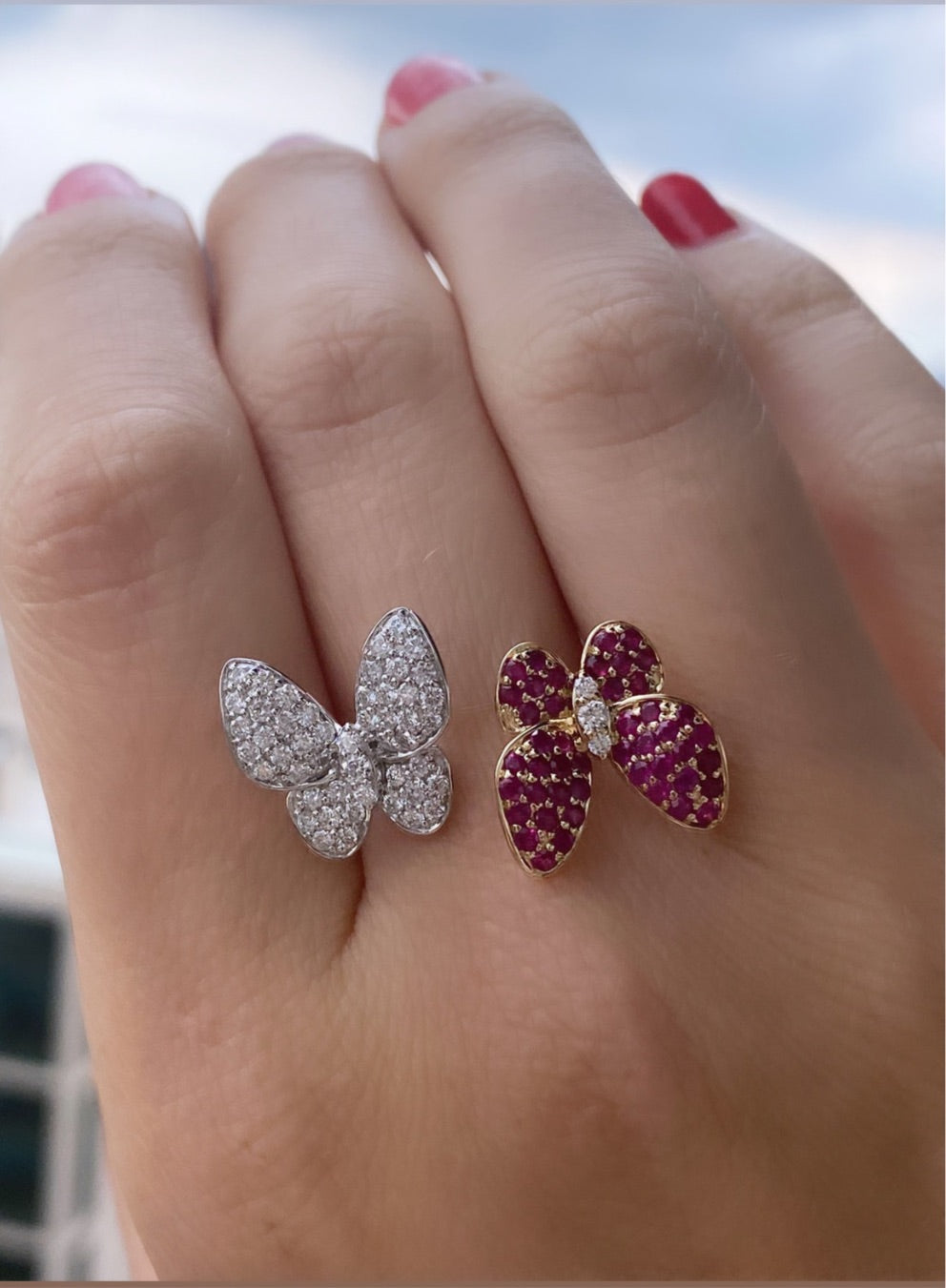 Butterfly Kisses Ring Red Ruby
