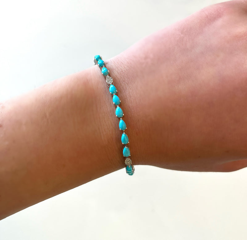 Diamond & Colored Pear Tennis Bracelet