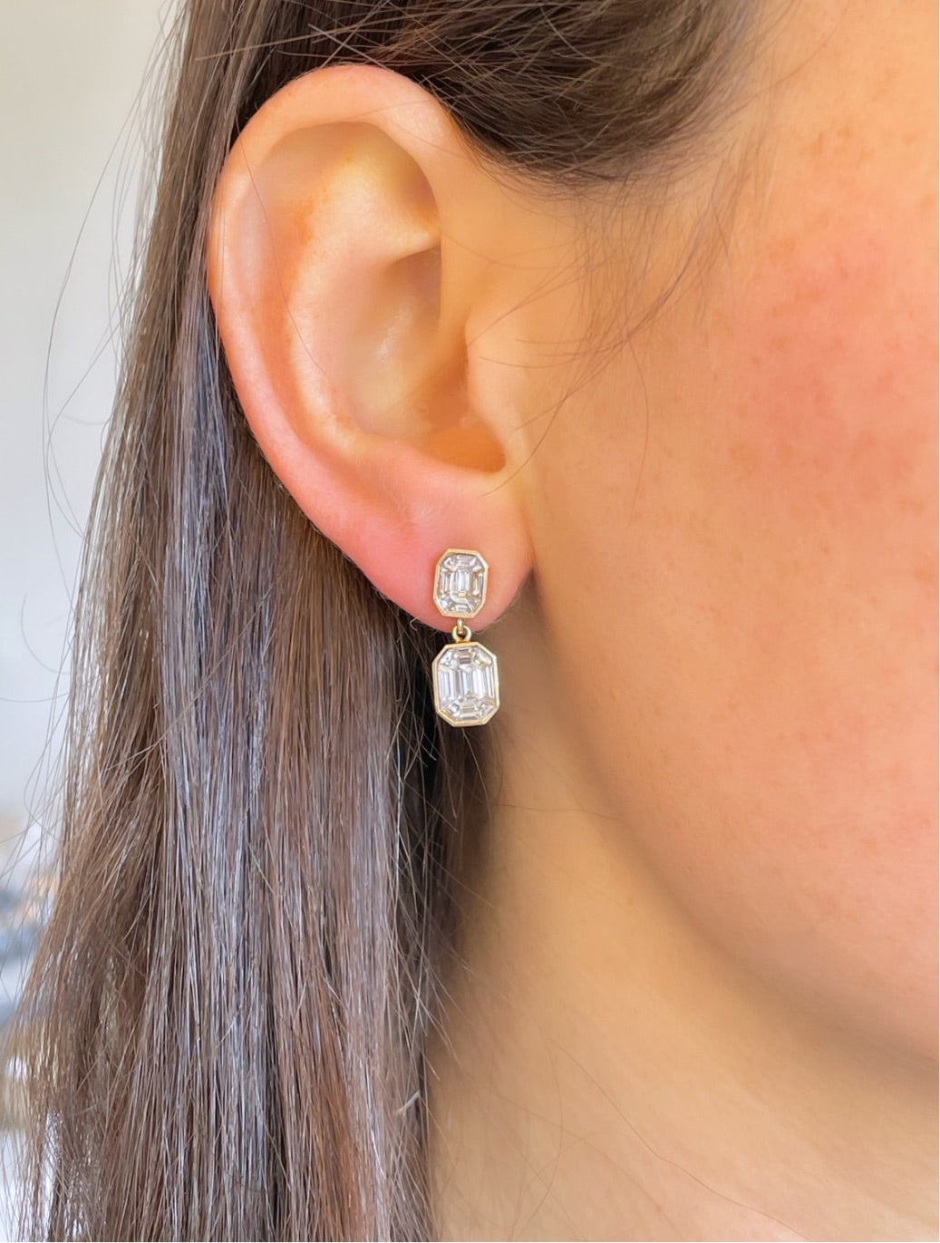 Beauty & The Bezel Double Drop Earrings